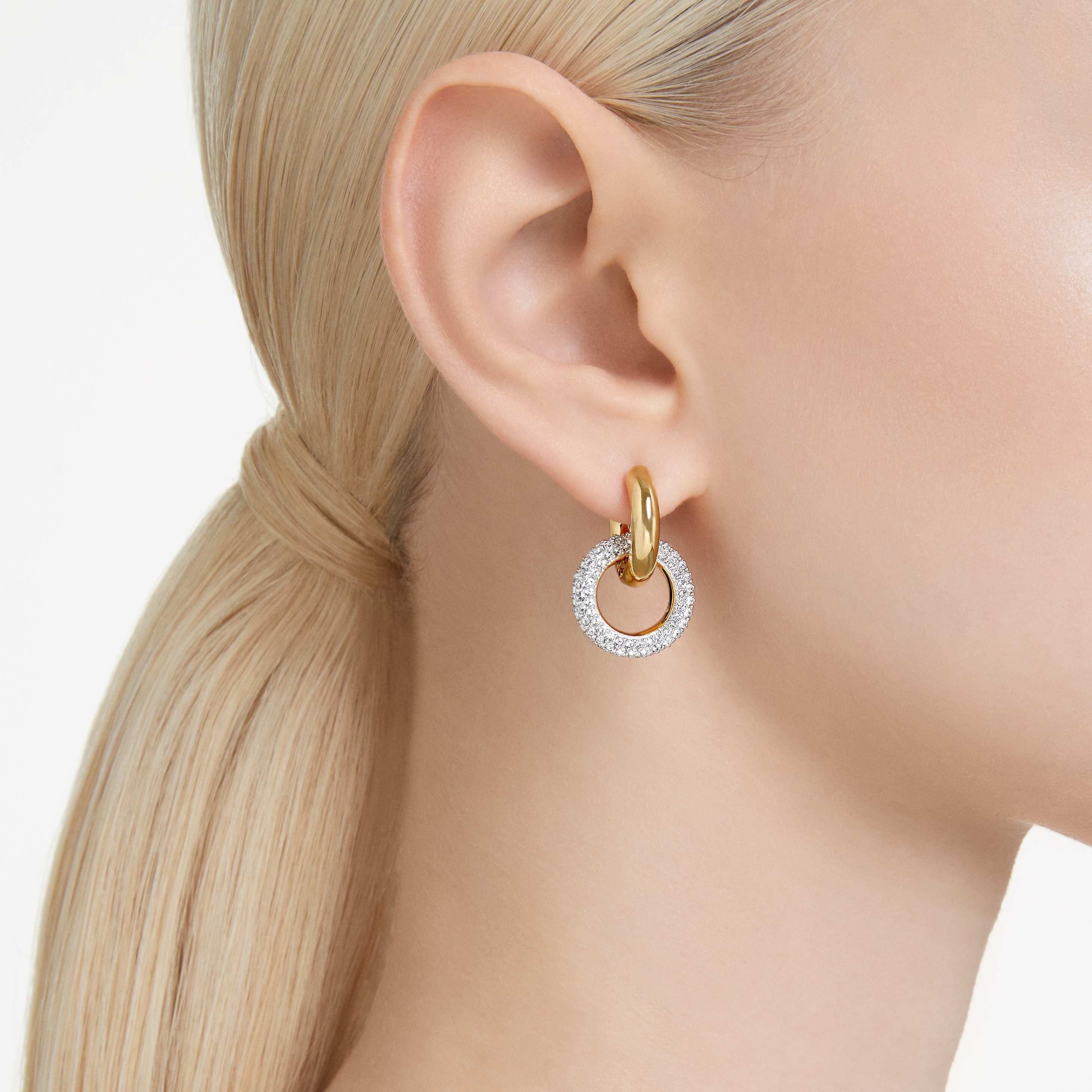 Buy Swarovski Dextera hoop earrings, Interlocking loop