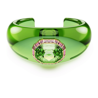 swarovski dulcis cuff  octagon cut  pav   green  gold tone plated