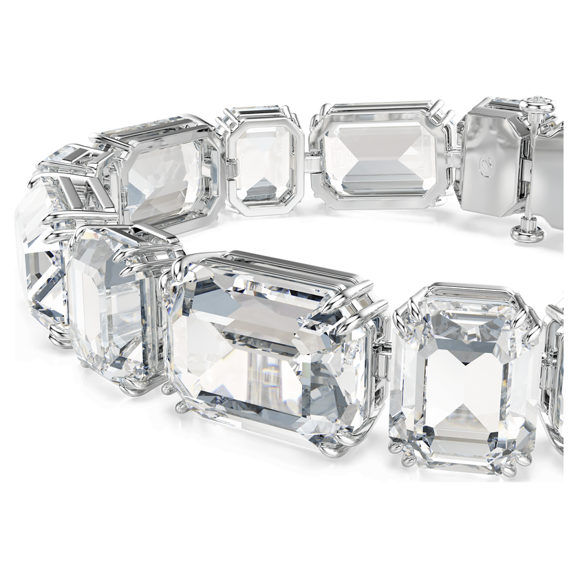 swarovski millenia tennis bracelet  octagon cut  white  rhodium plated