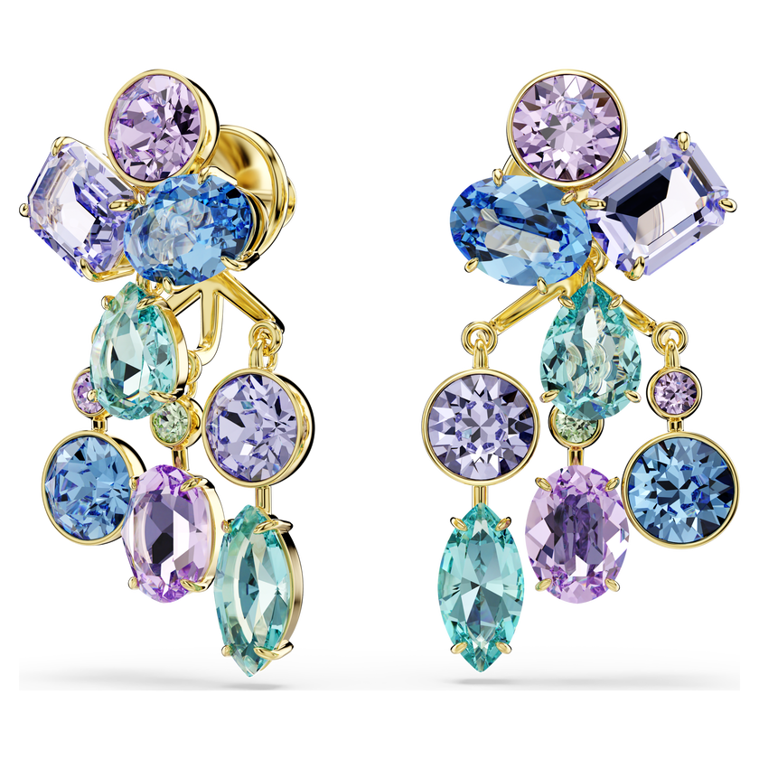 swarovski gema earring jackets  mixed cuts  multicolored  gold tone plated