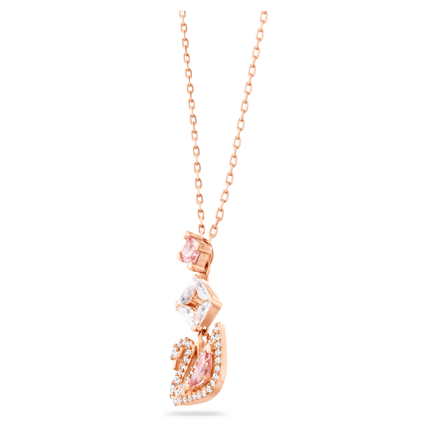 swarovski swan pendant  swan  pink  rose gold tone plated