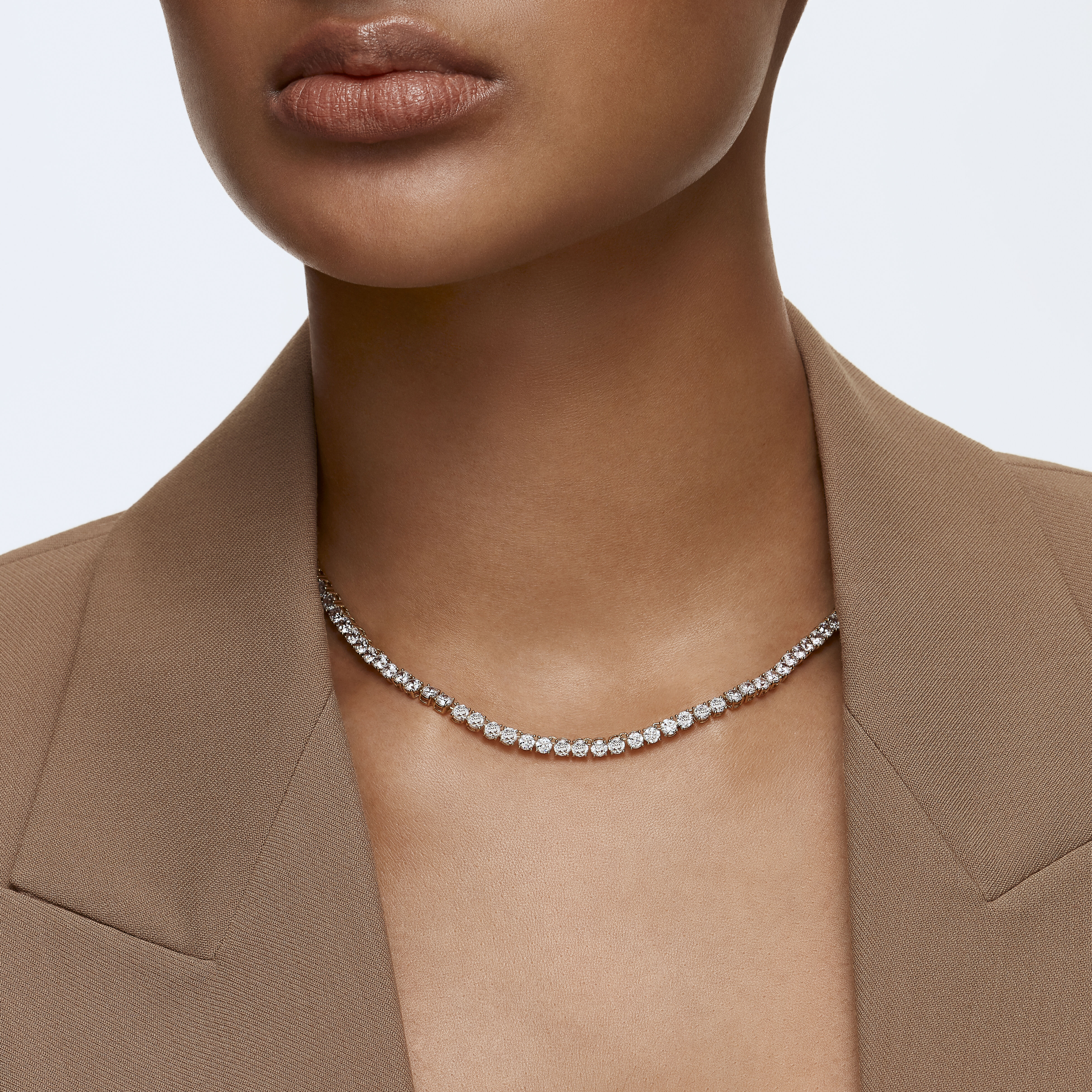 Tennis Deluxe necklace Round cut White Gold tone plated