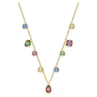 swarovski imber necklace  mixed cuts  multicolored  18k gold finish