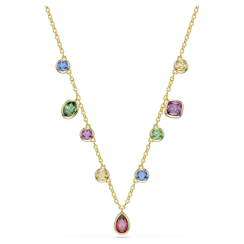 swarovski imber necklace  mixed cuts  multicolored  18k gold finish