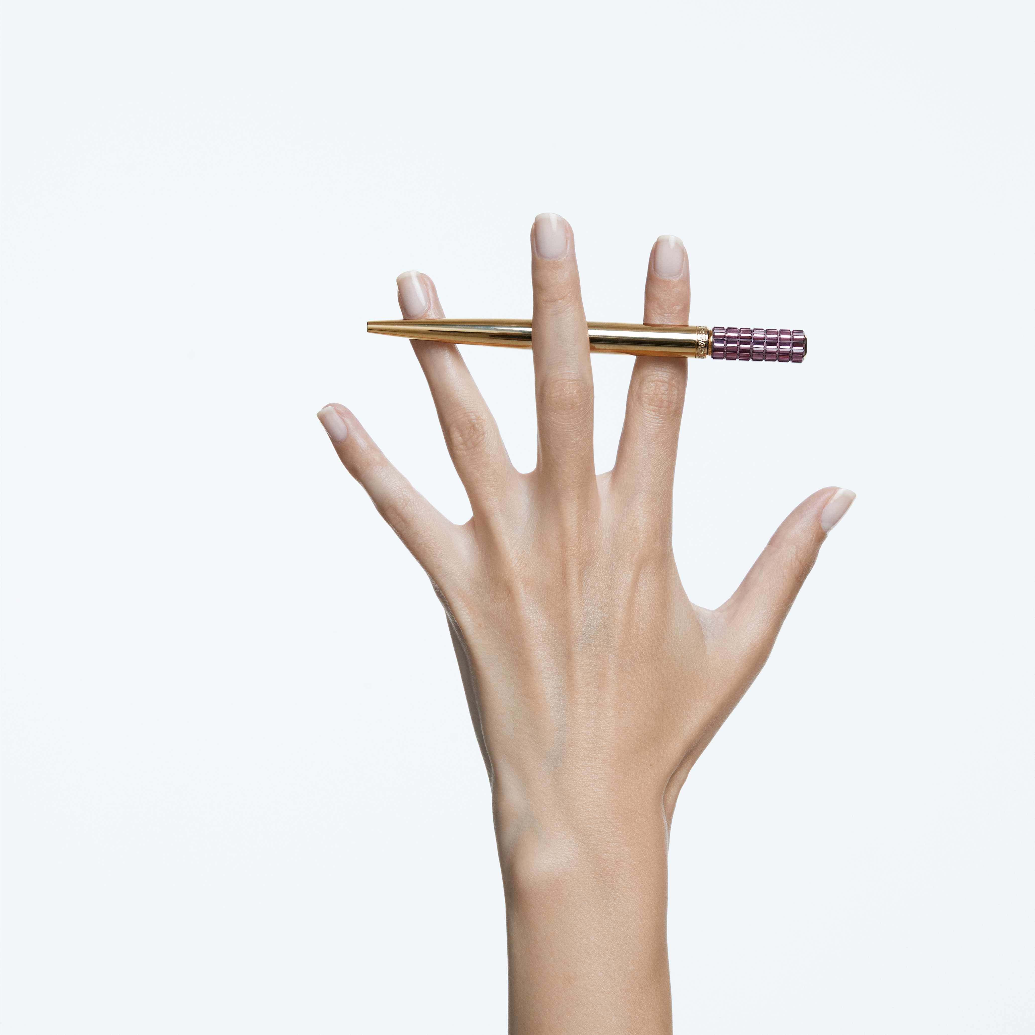 swarovski lucent ballpoint pen   purple  gold tone plated