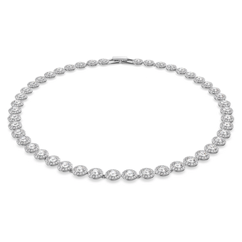 swarovski una angelic tennis necklace round cut medium white rhodium plated