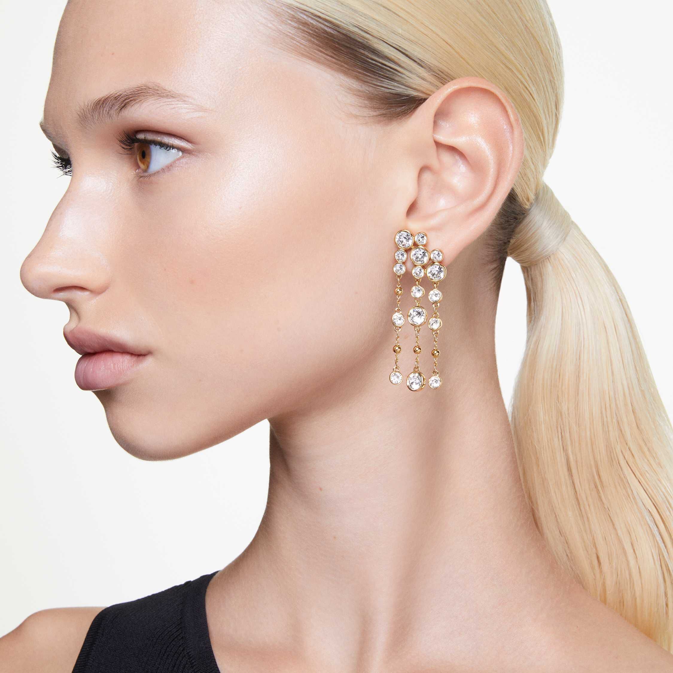 Buy Swarovski Imber drop earrings Round cut Chandelier White Gold tone plated