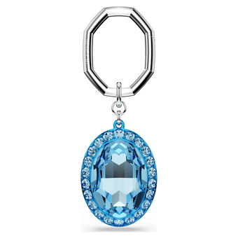 swarovski key ring oval cut blue mixed metal finish