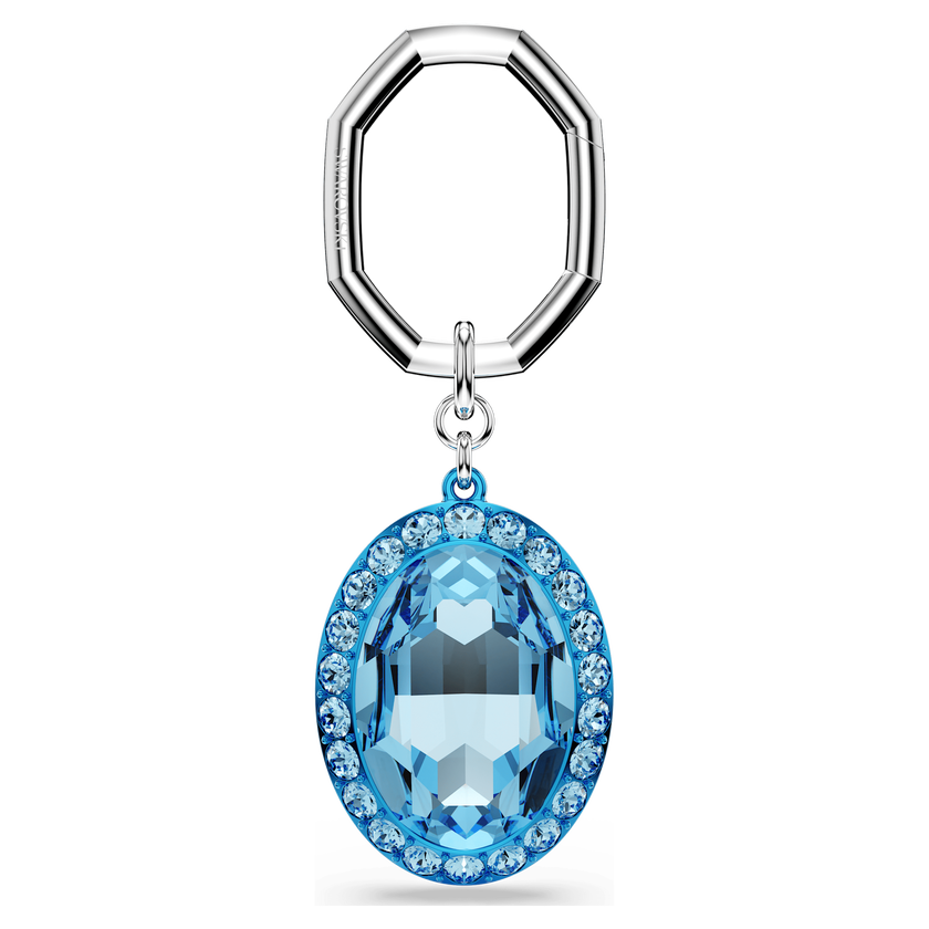 swarovski key ring  oval cut  blue  mixed metal finish