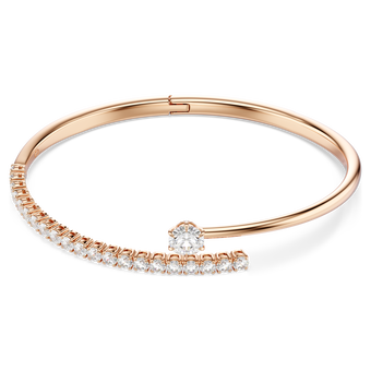 swarovski matrix bangle  round cut  white  18k rose gold finish