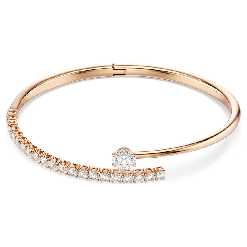 swarovski matrix bangle  round cut  white  18k rose gold finish