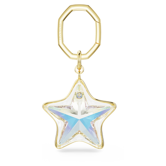 swarovski bag charm  mixed cuts  star  white  gold tone plated