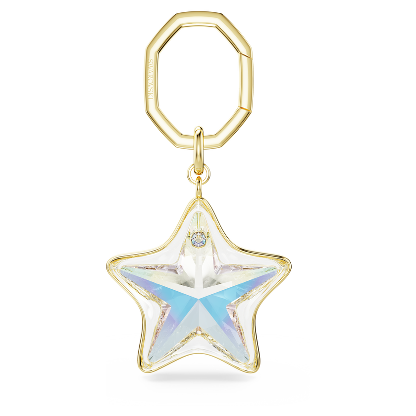 swarovski bag charm  mixed cuts  star  white  gold tone plated