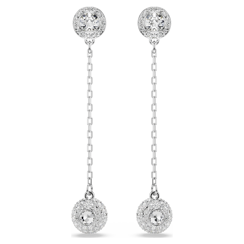 swarovski una angelic drop earrings  round cut  white  rhodium plated