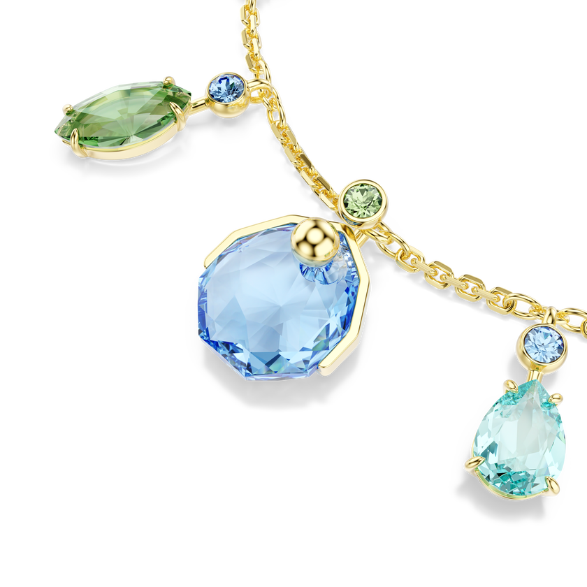 swarovski gema bracelet  mixed cuts  multicolored  gold tone plated