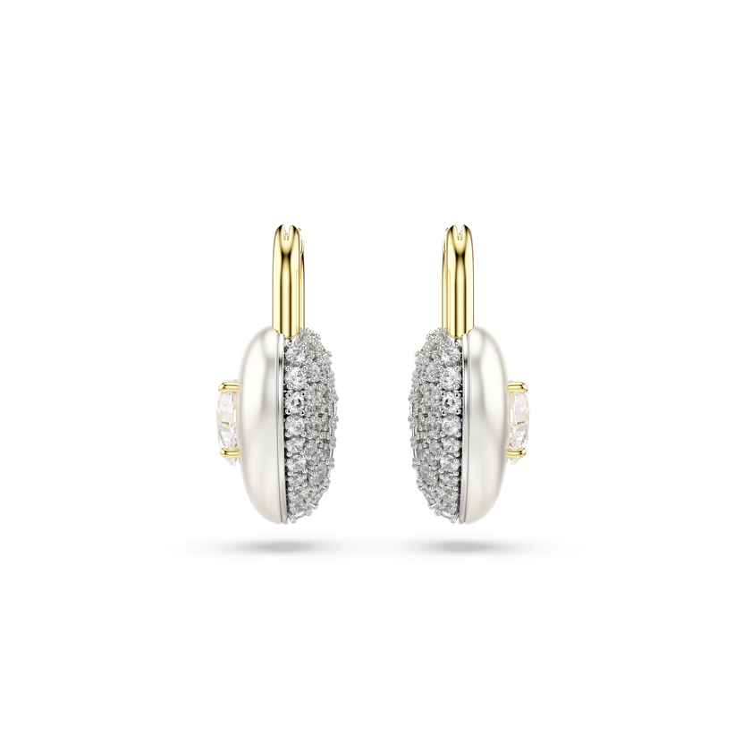 swarovski idyllia drop earrings  mixed cuts  heart  white  gold tone plated