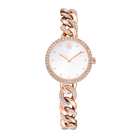 swarovski cocktail round watch  metal bracelet  gold tone  rose gold tone finish