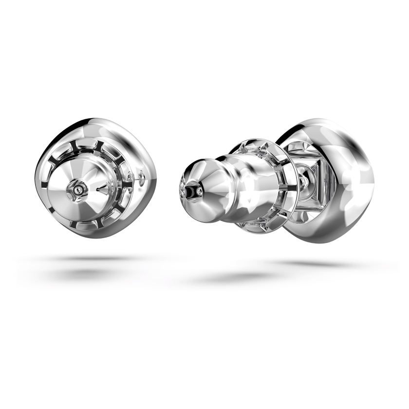 swarovski angelic stud earrings  square cut  blue  rhodium plated