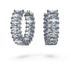 swarovski matrix hoop earrings baguette cut gray ruthenium plated