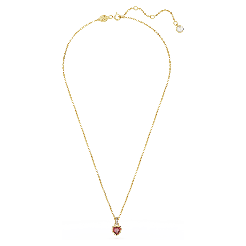 swarovski chroma pendant  heart  red  gold tone plated