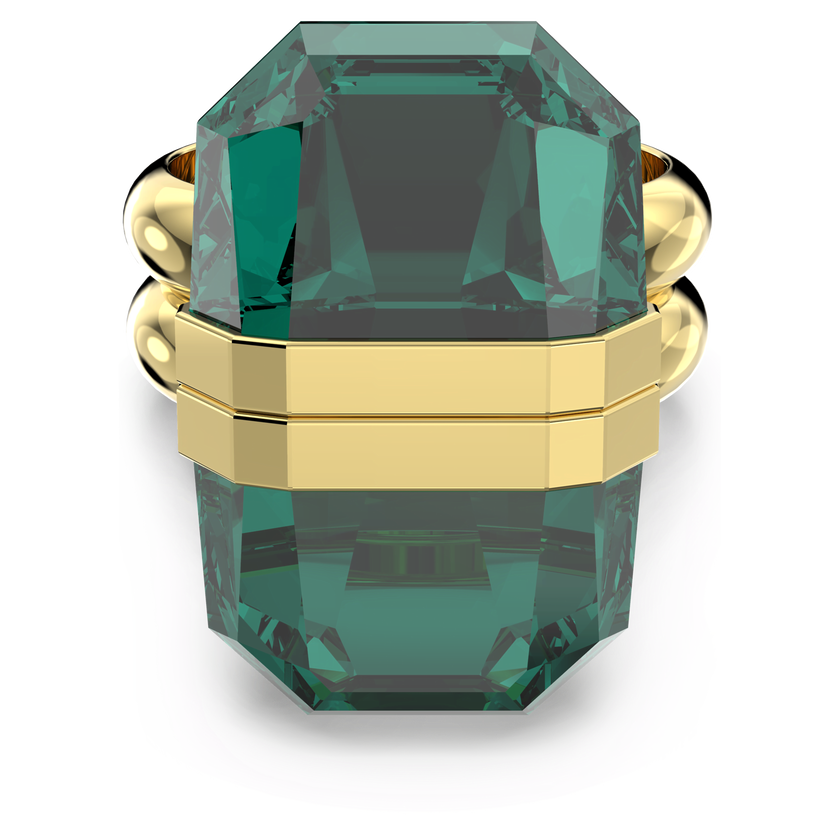 swarovski lucent ring  magnetic  green  gold tone plated