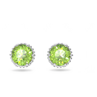 Birthstone earrings, August, Green, Rhodium plated