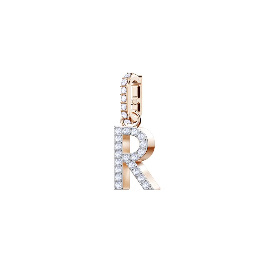 Swarovski Remix Collection Charm R, White, Rose Gold Plating