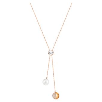 swarovski forward y necklace  white  rose gold tone plated