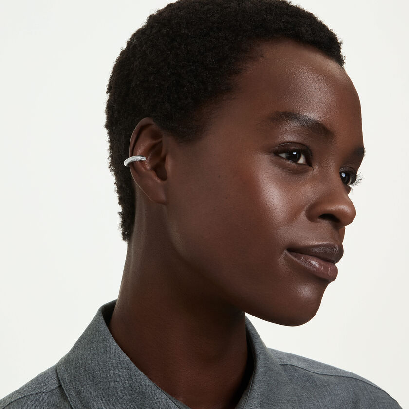 swarovski classica ear cuffs  round cut  white  sterling silver  18k gold finish