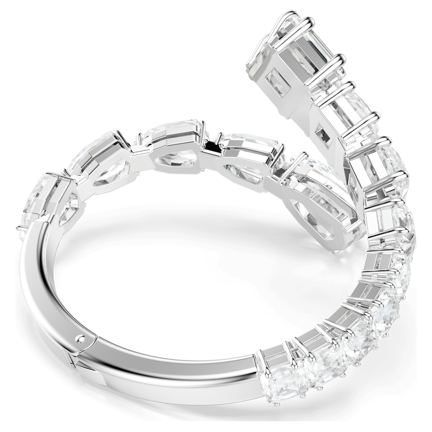 swarovski matrix bangle  mixed cuts  white  rhodium plated