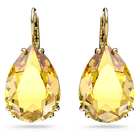 swarovski millenia earrings pear cut crystal yellow gold tone plated
