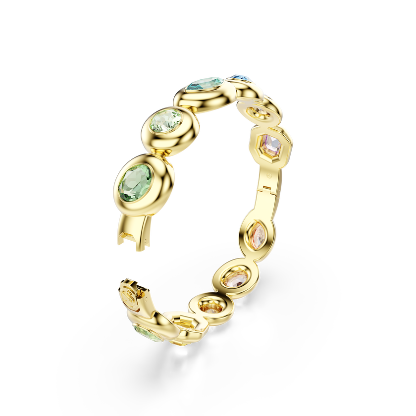 swarovski gema bangle  mixed cuts  multicolored  gold tone plated