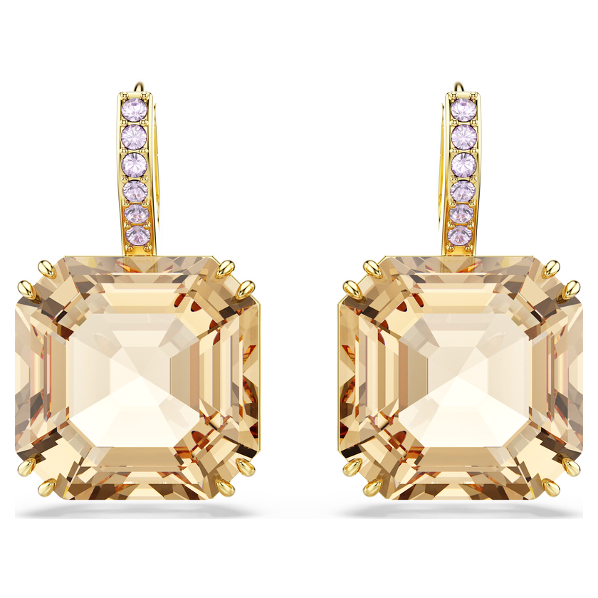 swarovski millenia drop earrings  mixed cuts  caramel  18k gold finish