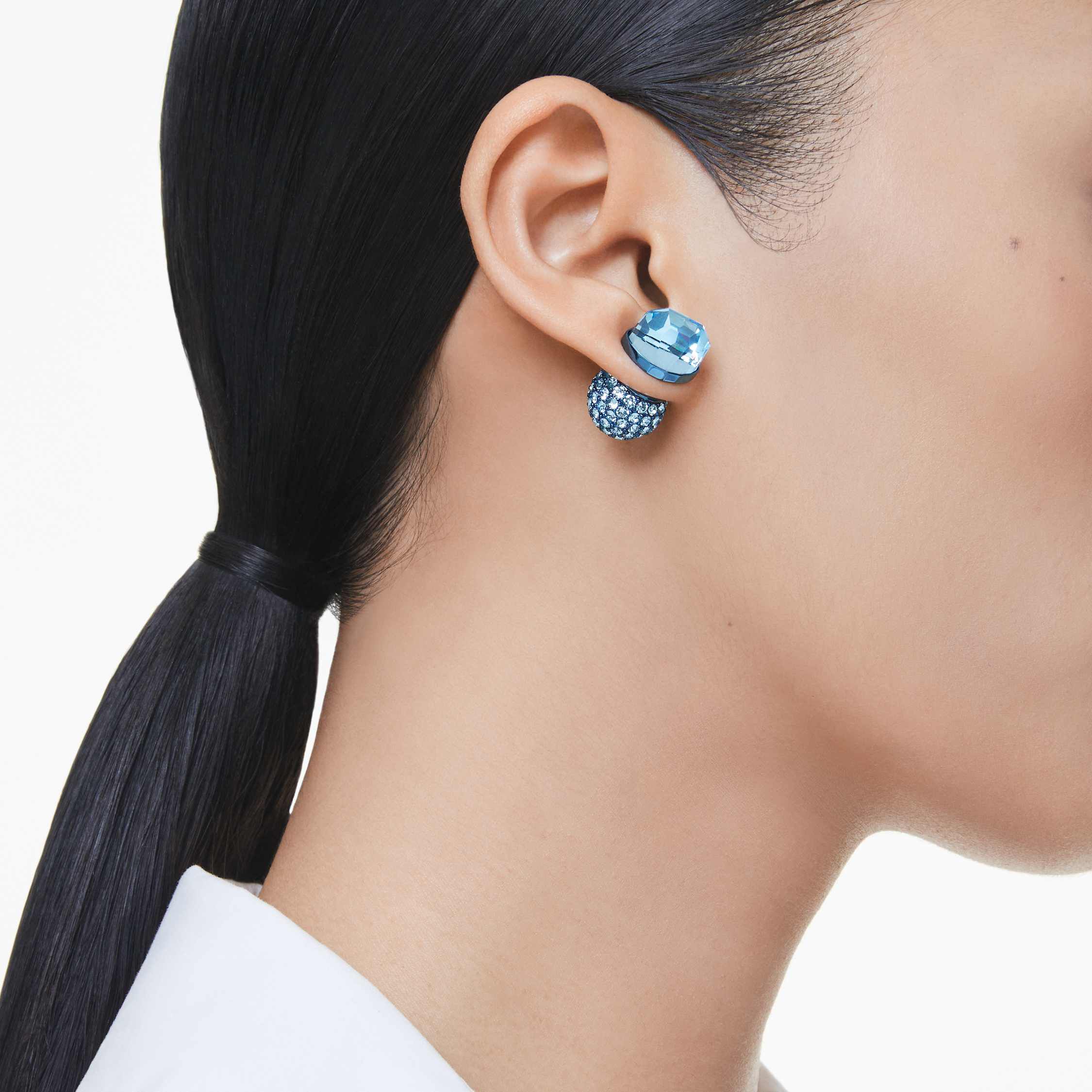 Buy Swarovski Lucent stud earrings, Pavé, Ball, Blue, Blue finish
