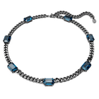 swarovski millenia necklace octagon cut blue ruthenium plated