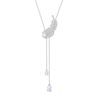 Nice Y Necklace, White, Rhodium plated