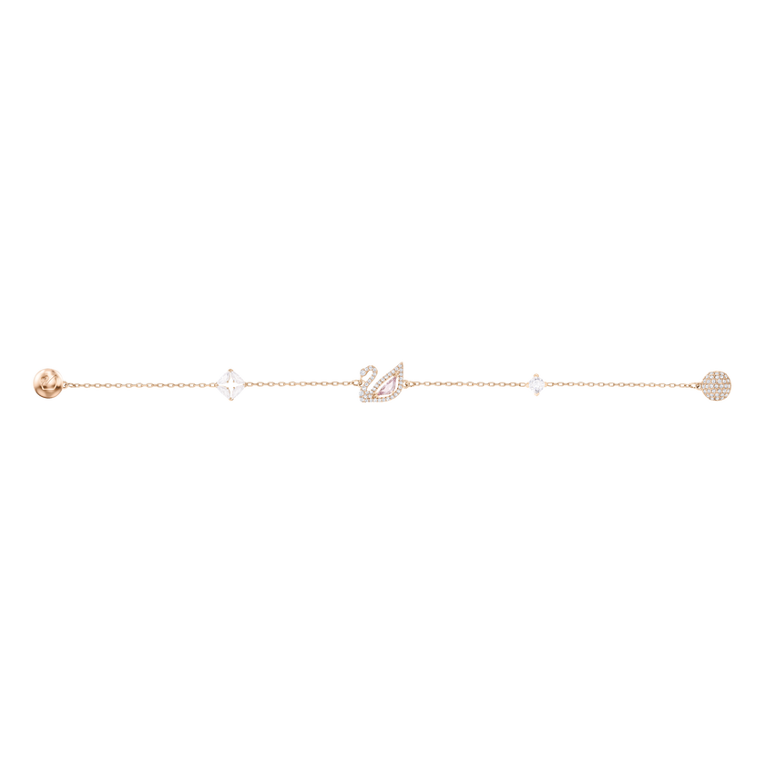 Dazzling Swan Bracelet, Multi-colored, Rose gold plating