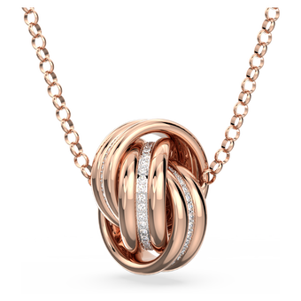 swarovski further pendant  intertwined circles  white  rose gold tone plated