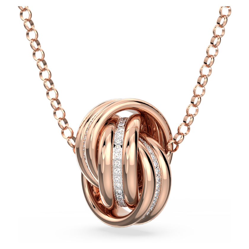swarovski further pendant  intertwined circles  white  rose gold tone plated