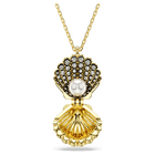 Idyllia pendant, Crystal pearl, Shell, White, Gold-tone plated