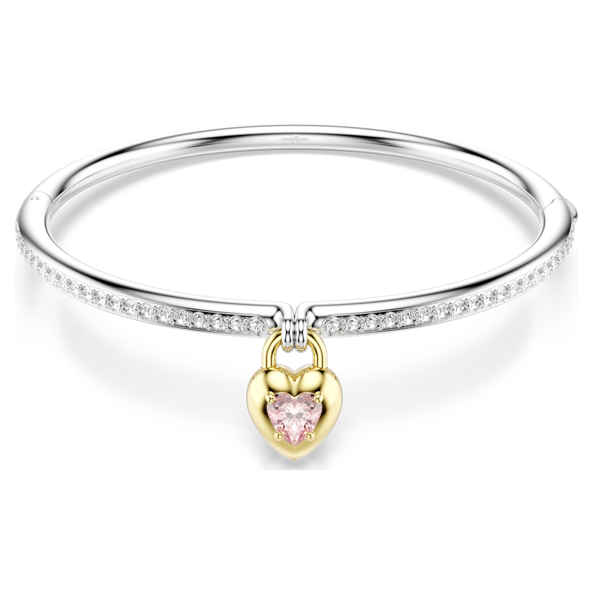swarovski idyllia bangle  mixed cuts  heart  pink  mixed metal finish