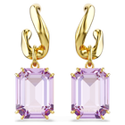 swarovski millenia drop earrings octagon cut purple gold tone plated