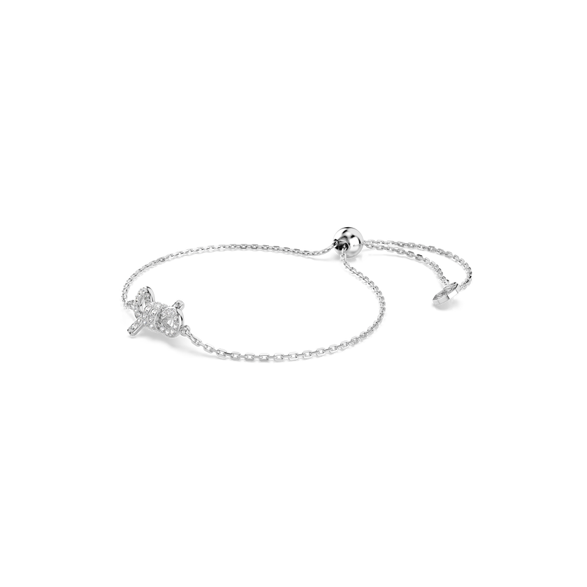 swarovski lifelong bracelet  pav   bow  white  rhodium plated