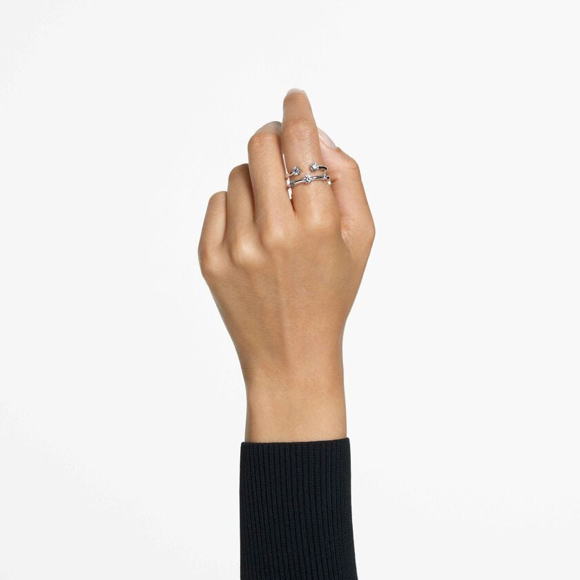 swarovski constella ring  set  2   round cut  white  rhodium plated