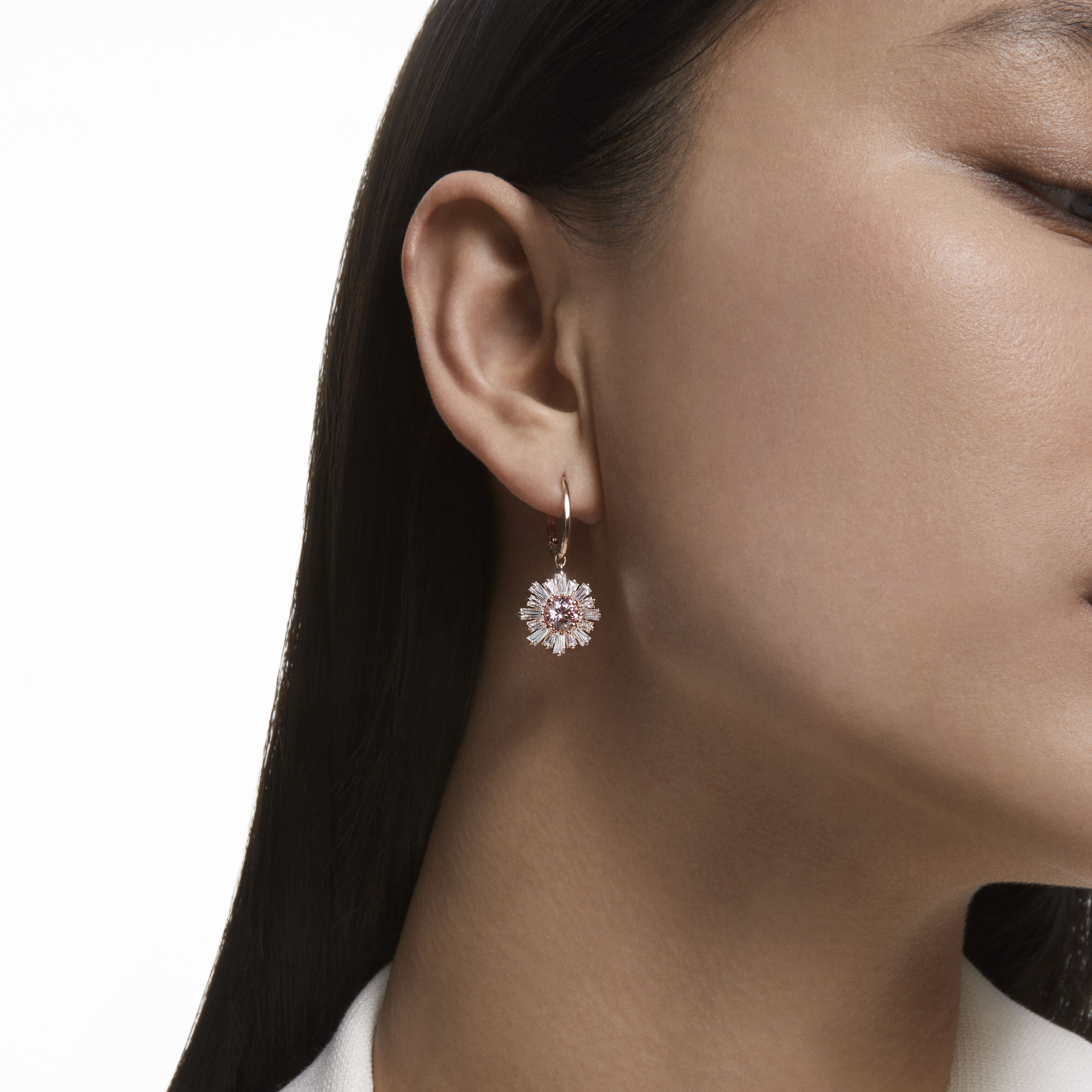 Sunshine drop earrings Mixed cuts Sun Pink Rose gold tone plated