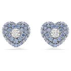 swarovski idyllia stud earrings heart blue rhodium plated