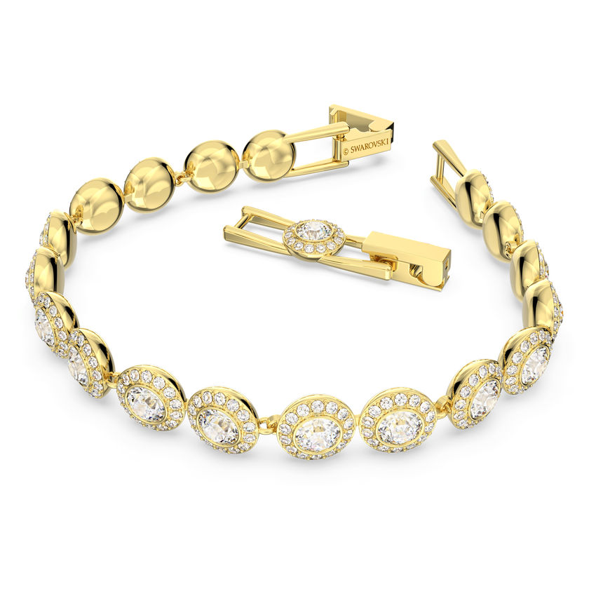 swarovski una angelic tennis bracelet  round cut  pav   medium  white  gold tone plated
