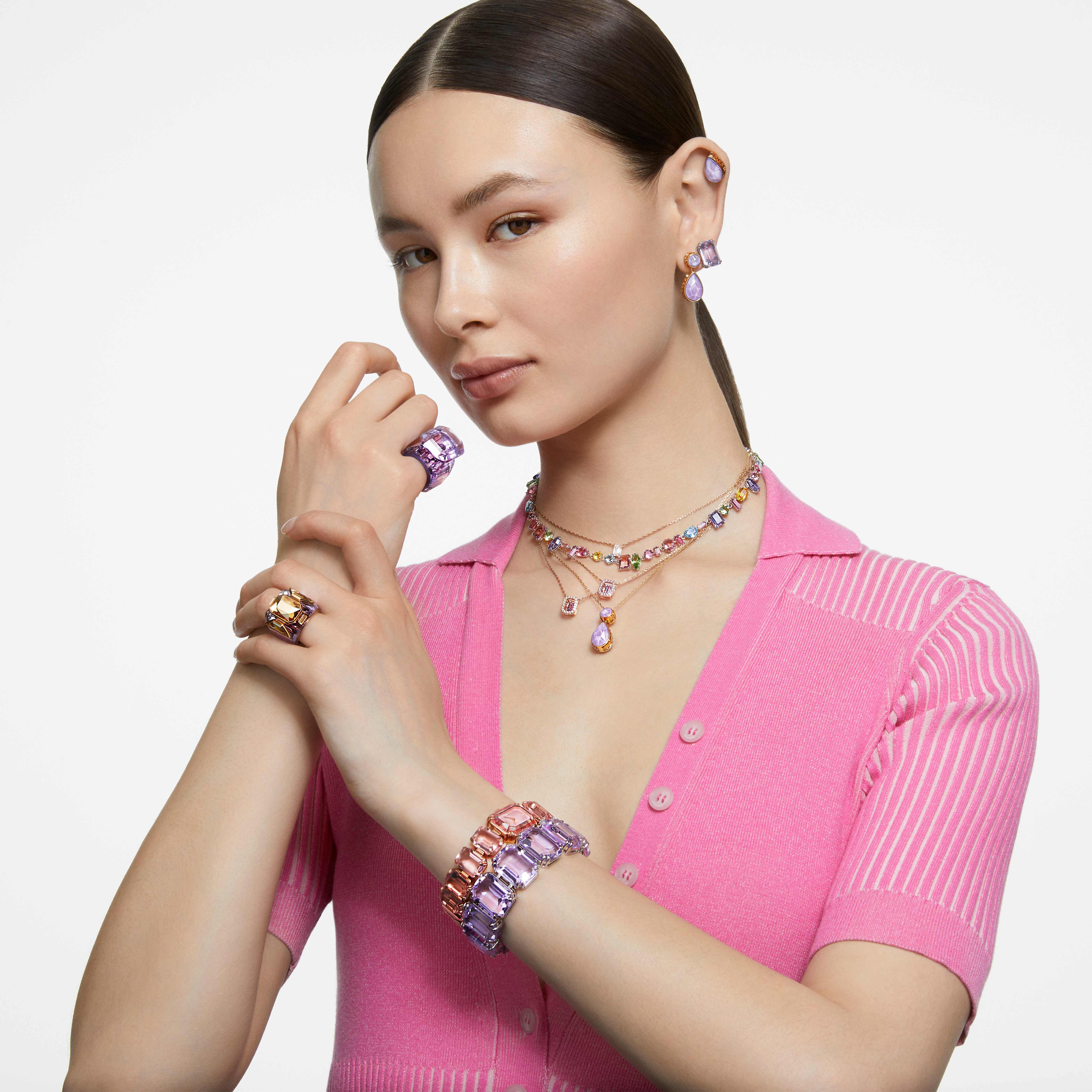 Buy Swarovski Gema necklace, Multicolored, Rhodium plated