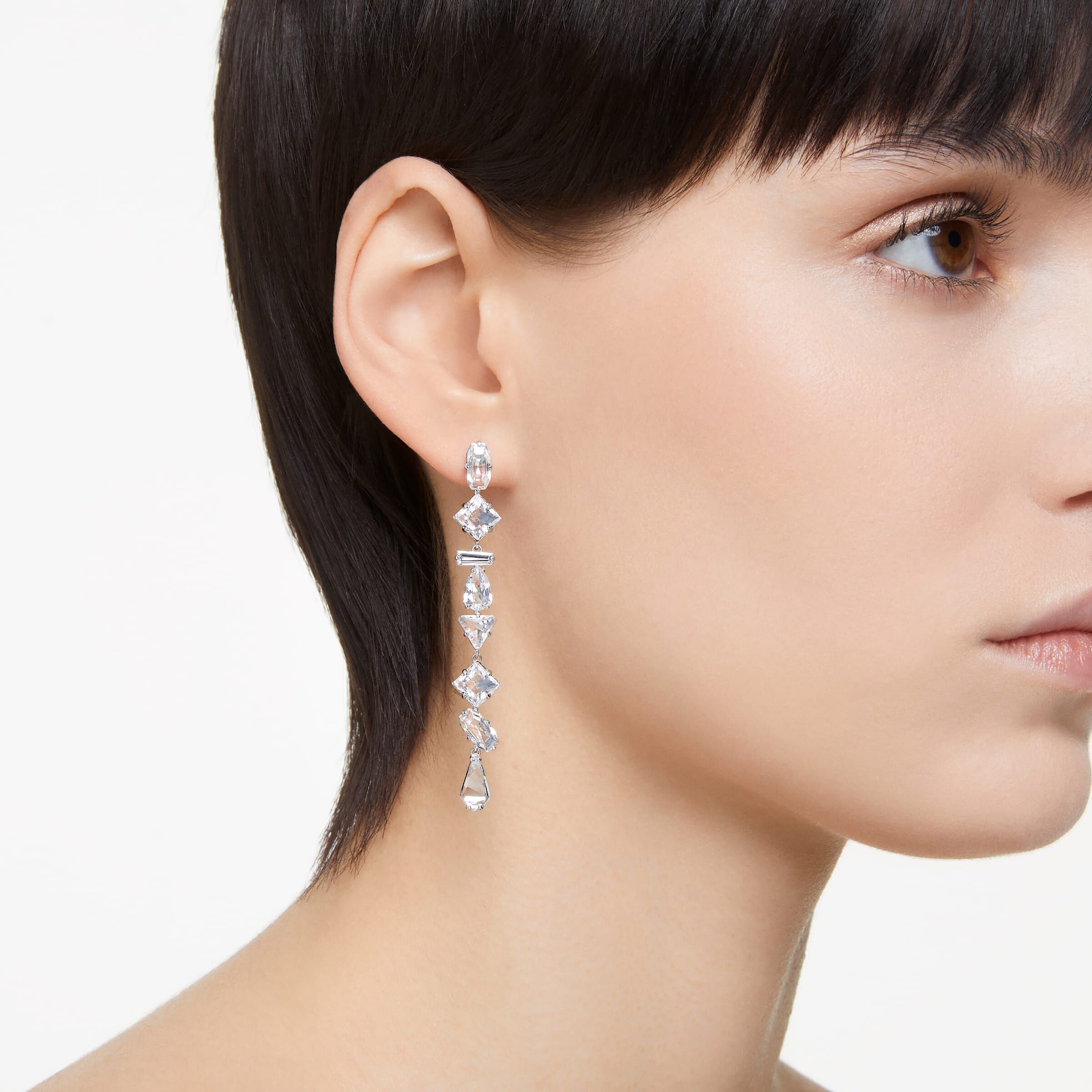 Buy Swarovski Mesmera drop earrings Mixed cuts Long White Rhodium plated