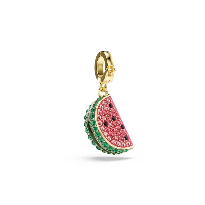 swarovski idyllia charm  mixed cuts  watermelon  multicolored  gold tone plated